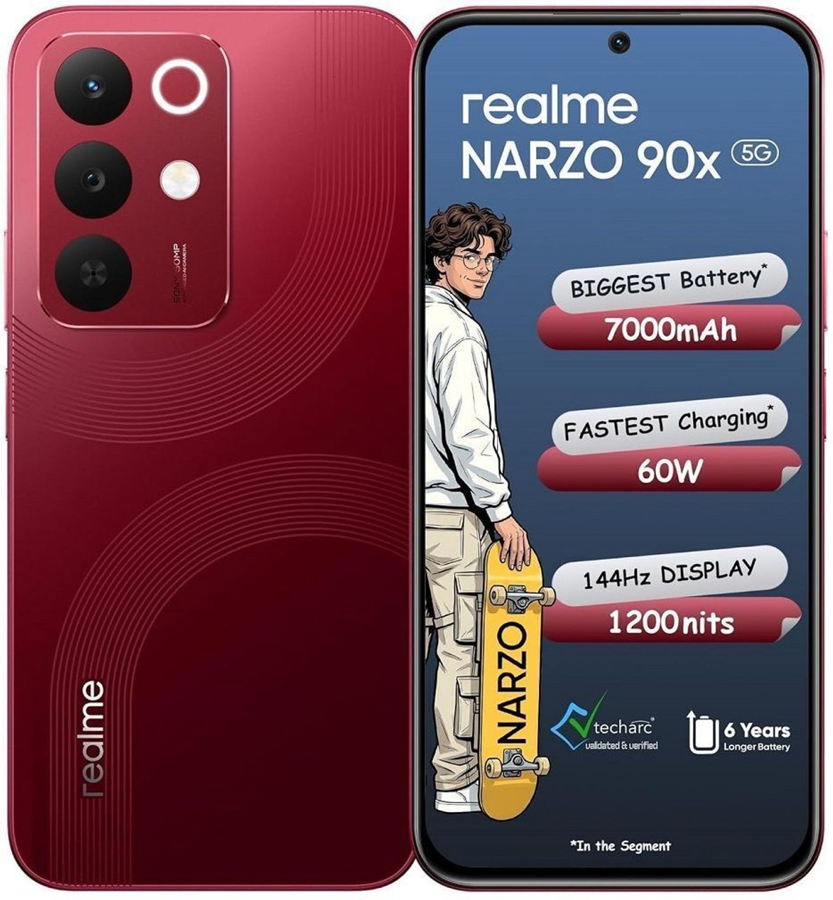 REALME RMX5264 NARZO 90X 5G 6GB/128GB MAROON RED — image 1 of 3