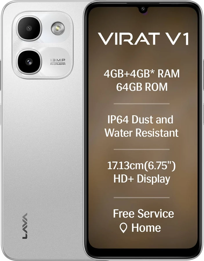LAVA VIRAT V1 4G 4/64GB HIMALAYAN SILVER, image 1 of 3