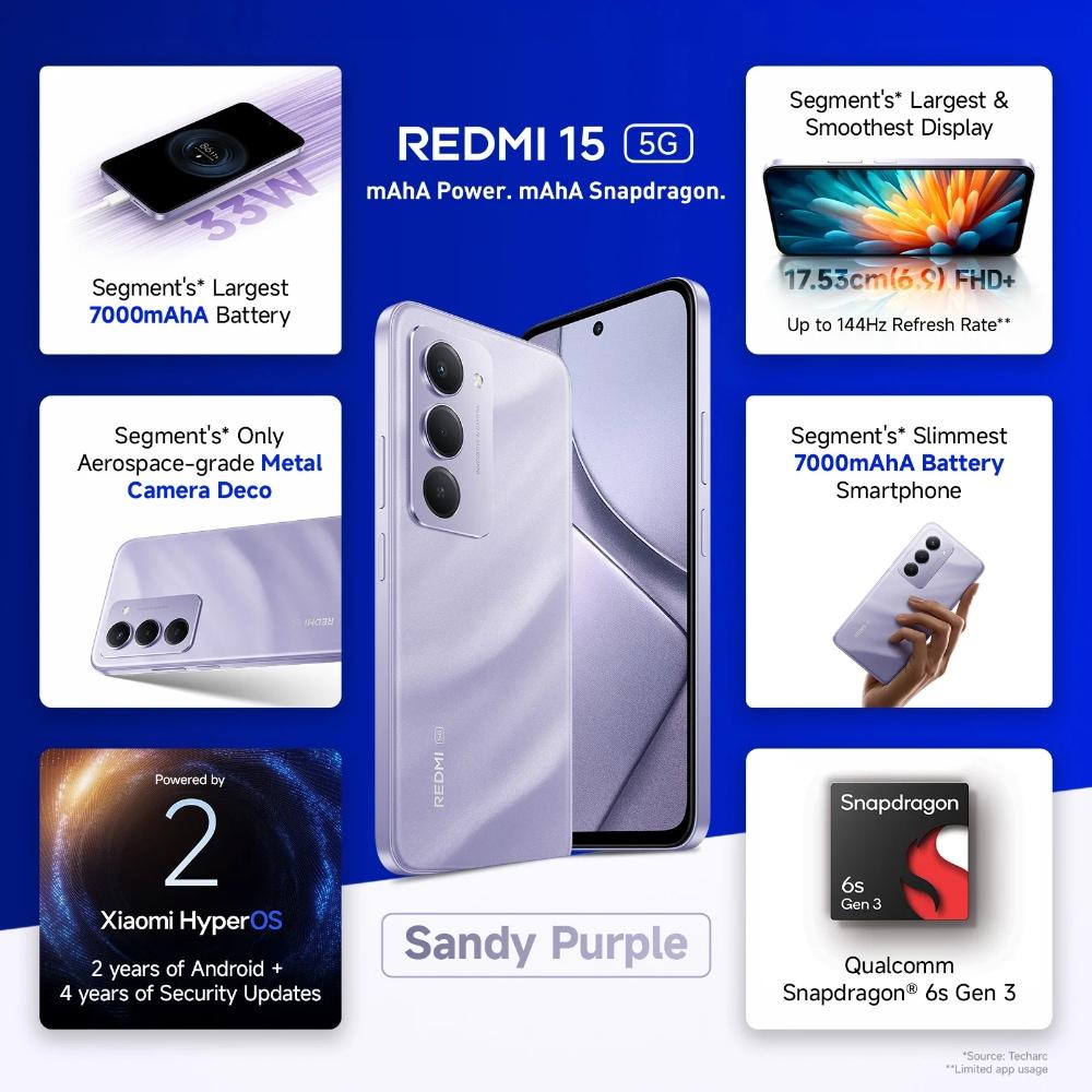 REDMI 15 5G 8/256GB SANDY PURPLE — image 2 of 3